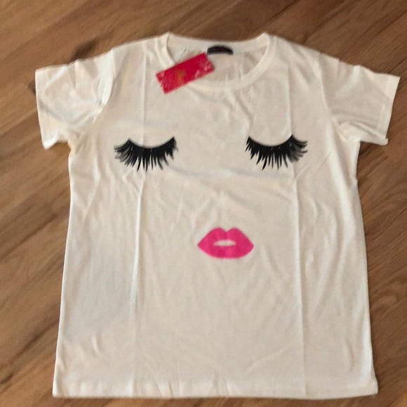 Eyelashes and Lips White TShirt - Picture 3 of 3